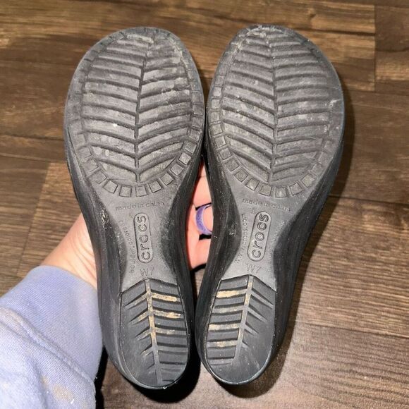 Crocs black ortho arch support sz 7 strappy wedge sandals - Picture 2 of 7